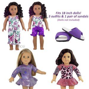Lot of 4! Three Outfits & One pair of Shoes for 18" American Girl Dolls NEW
